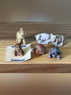 Vintage Miniature Animal Figurines Lot of 6 Turtle Pig Wade Boar Elephant Bear
